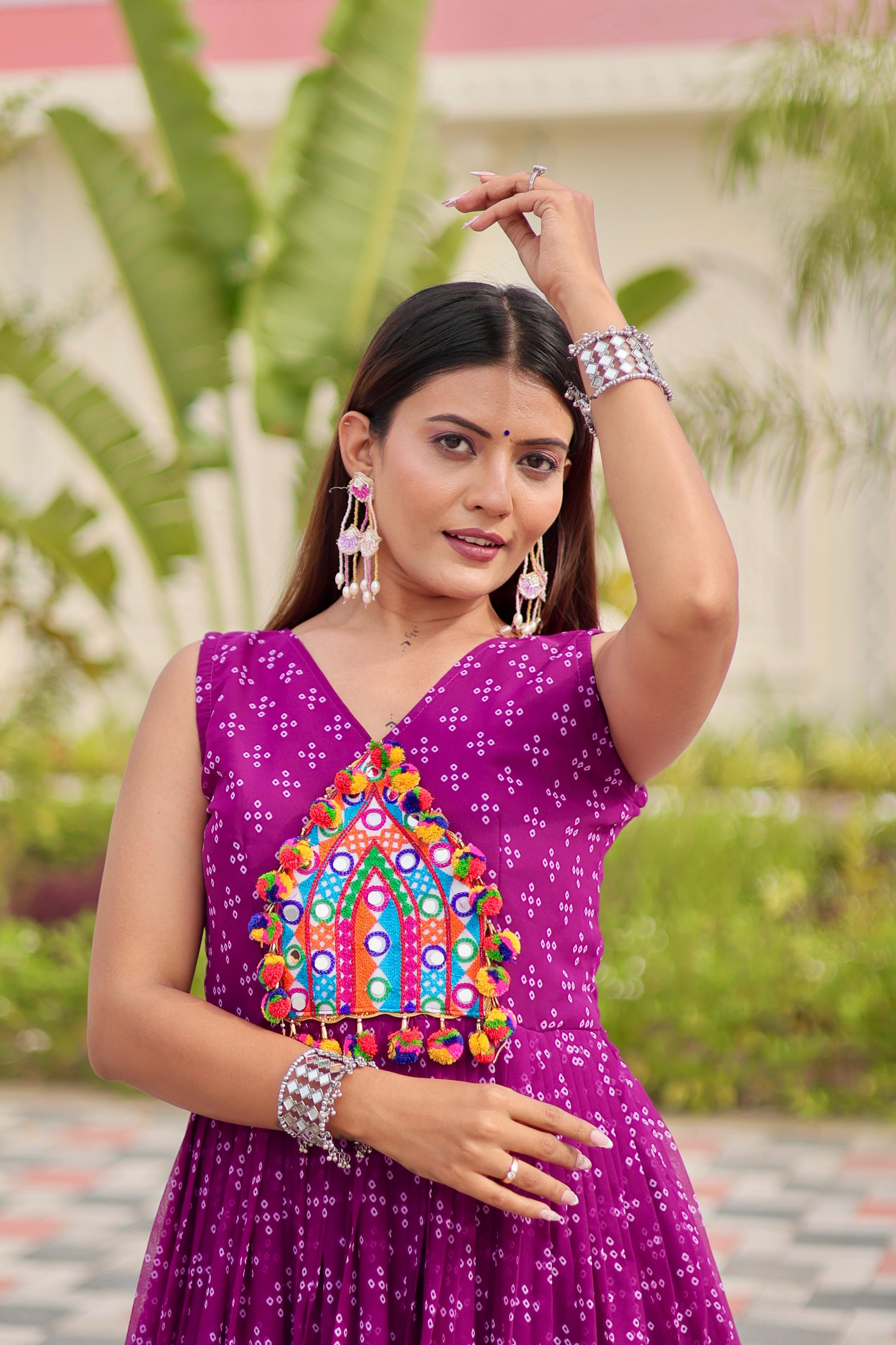 Navratri Special Gamathi Mirror Work Gown