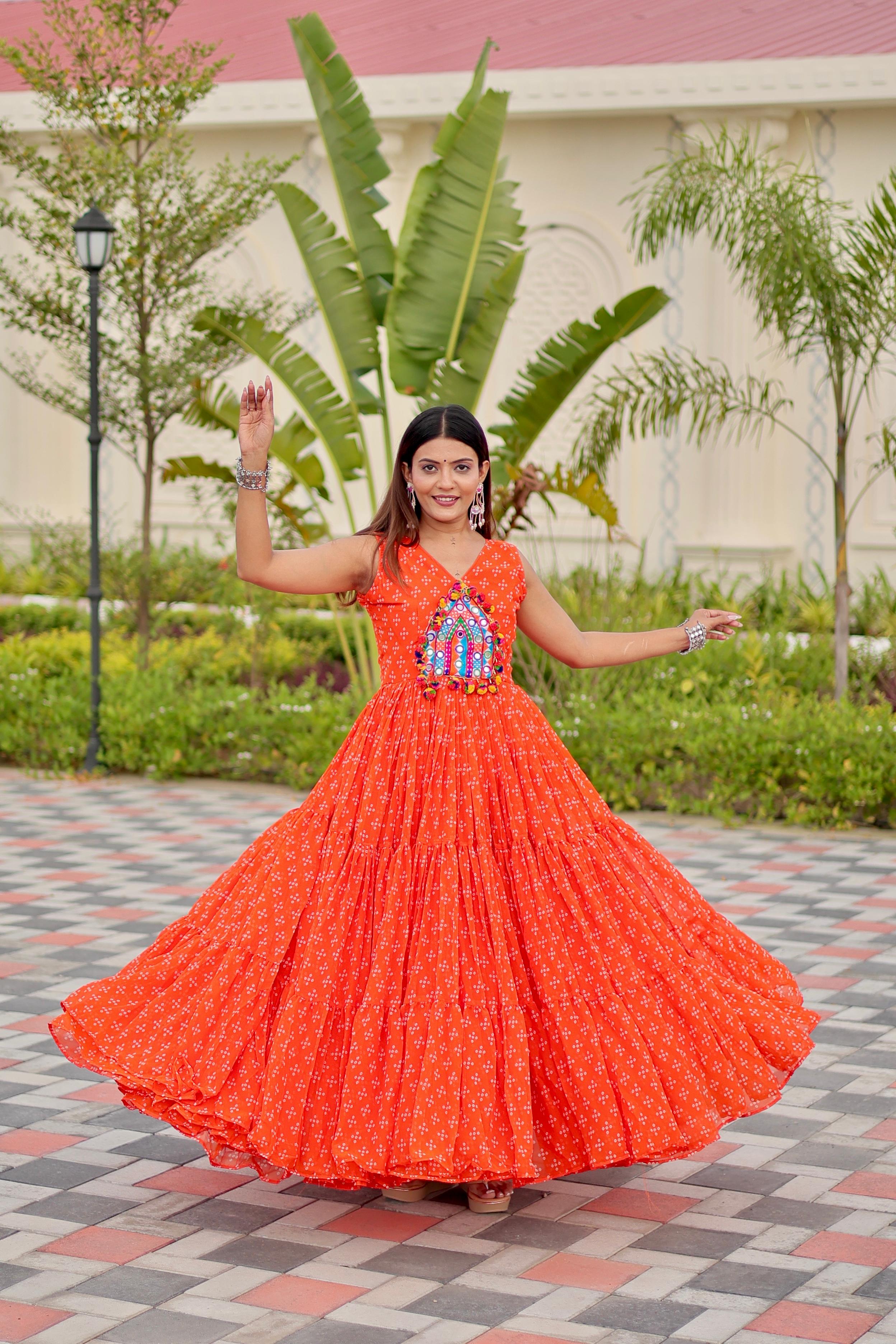 Navratri Special Gamathi Mirror Work Gown
