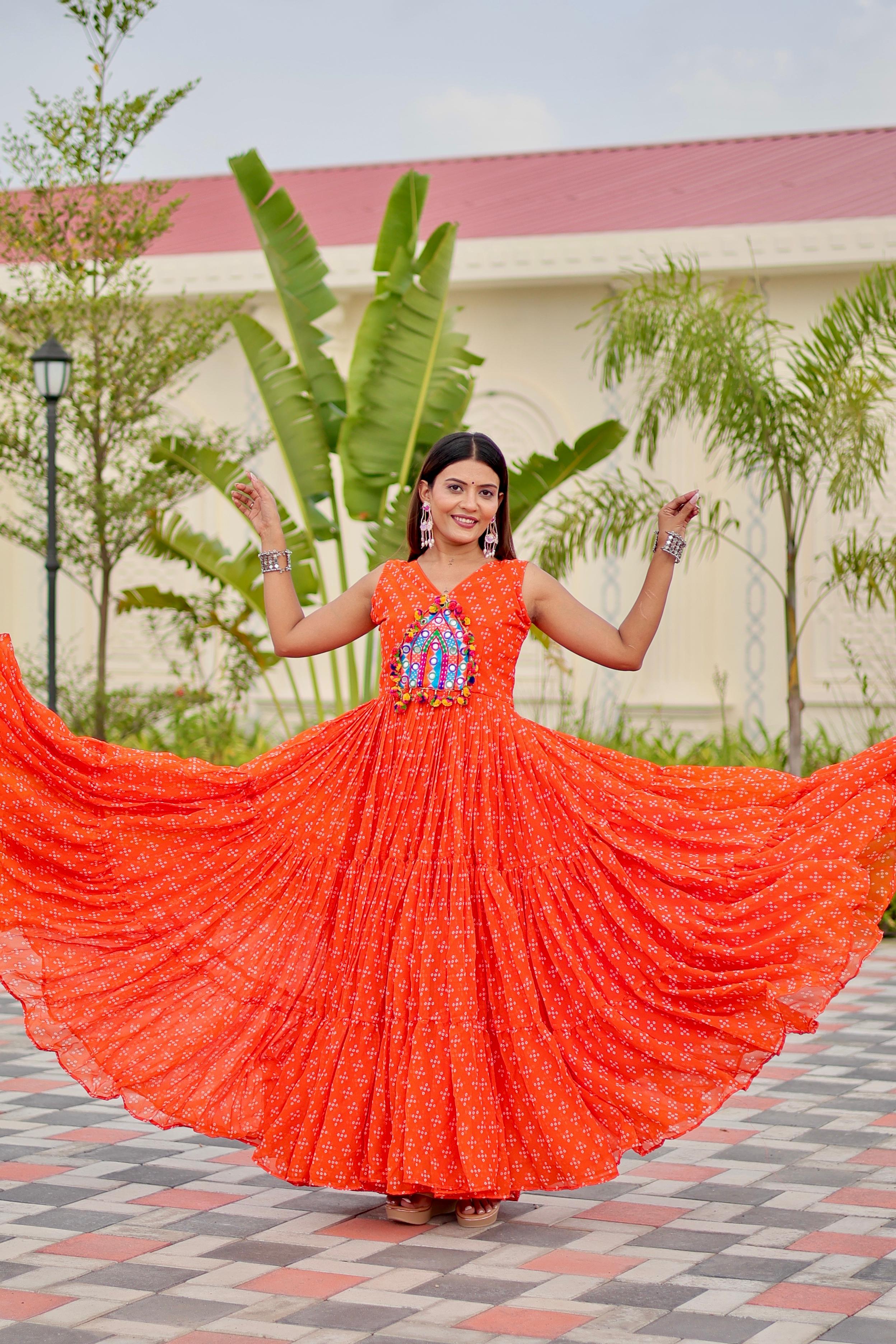 Navratri Special Gamathi Mirror Work Gown