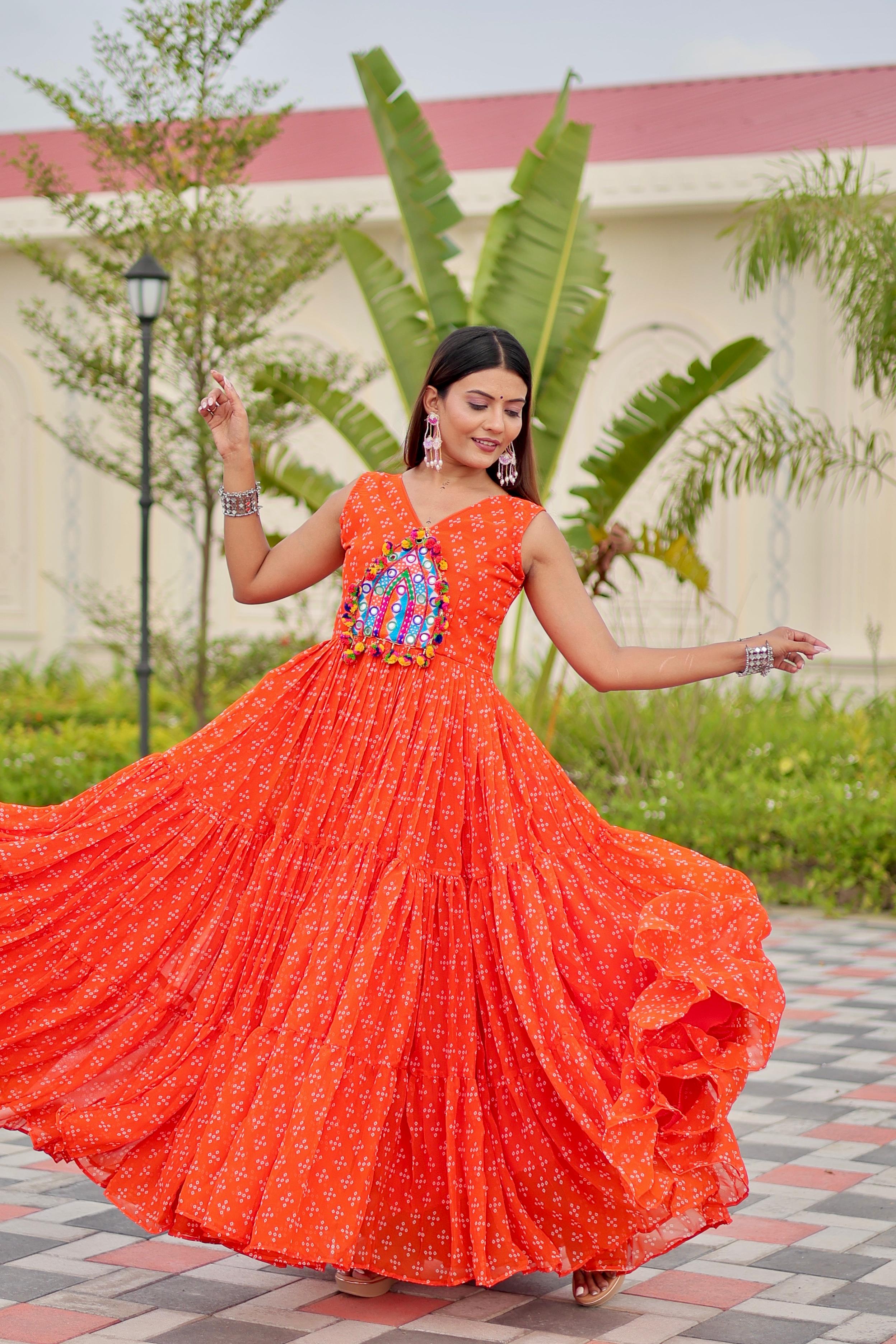 Navratri Special Gamathi Mirror Work Gown