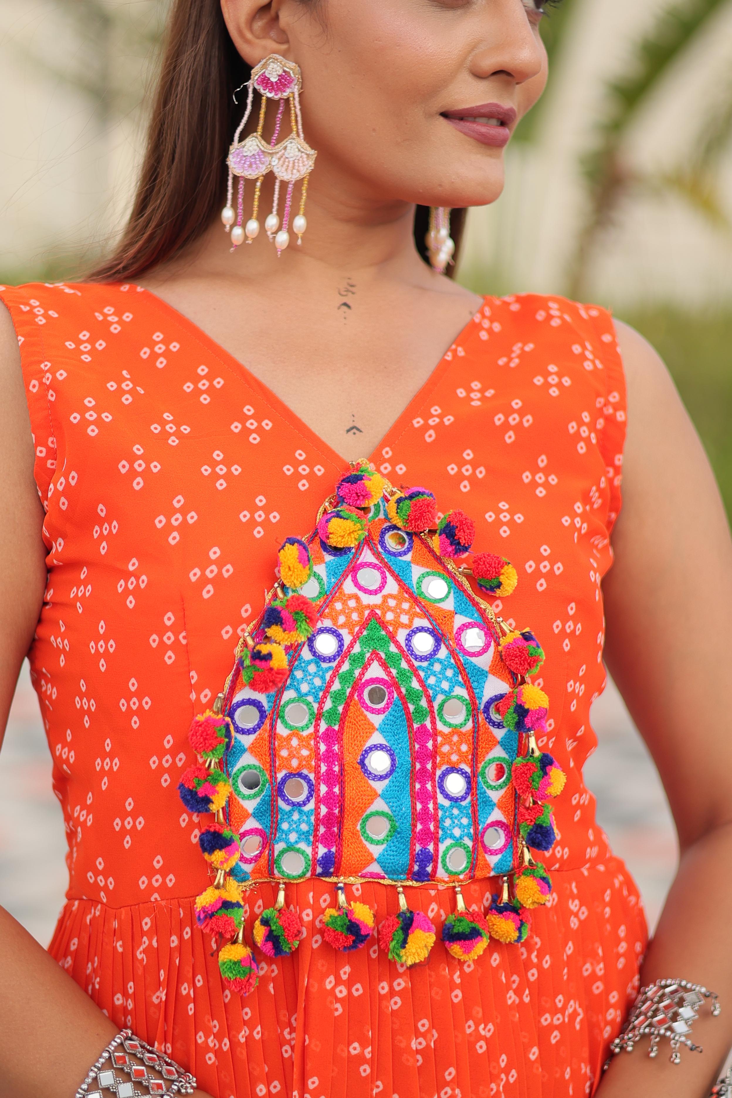 Navratri Special Gamathi Mirror Work Gown