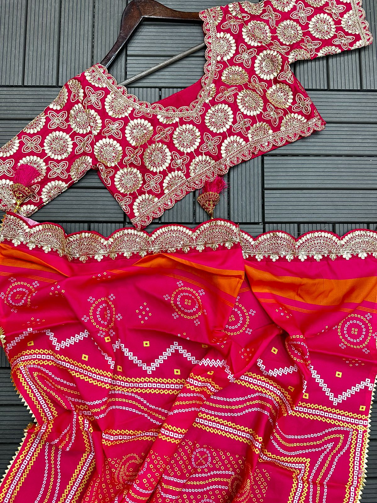 Radiant Fuschia Bandhani-Style Lehenga Set