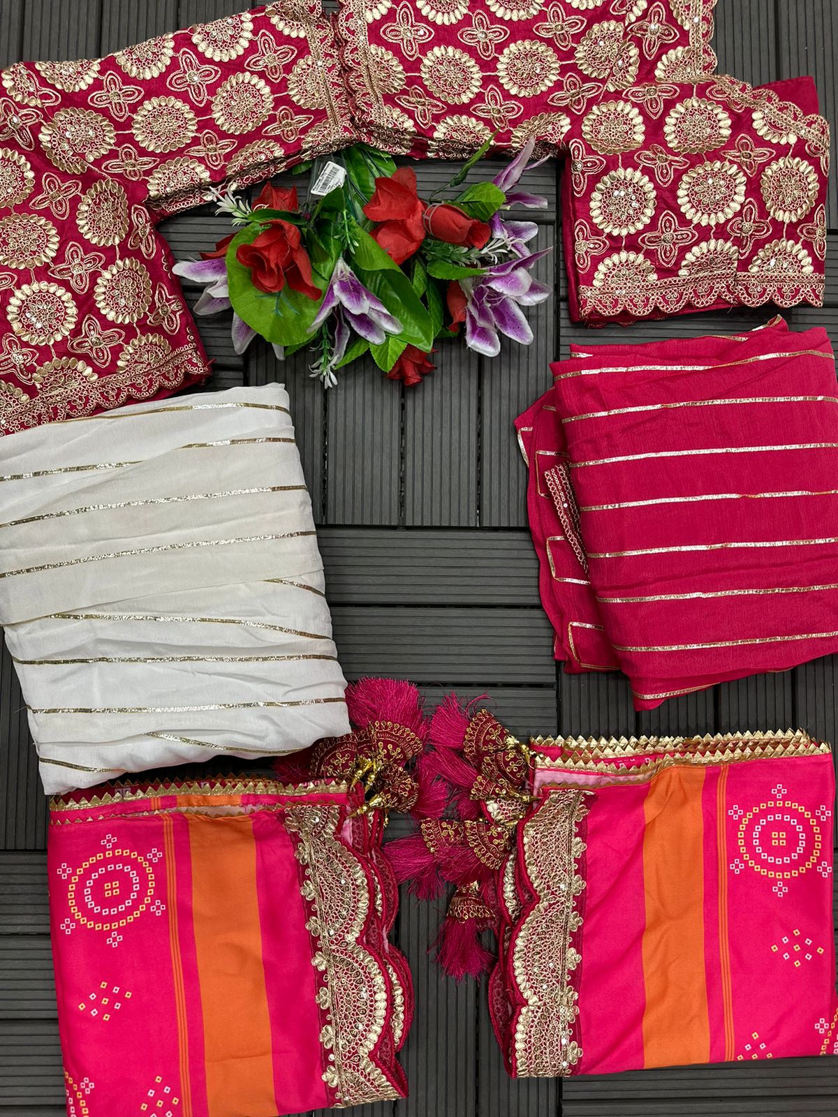 Radiant Fuschia Bandhani-Style Lehenga Set