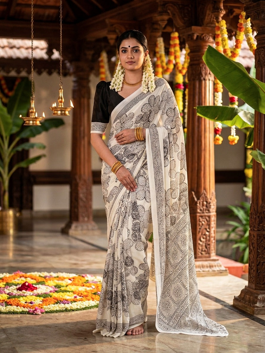 Premium Floral Cotton Saree