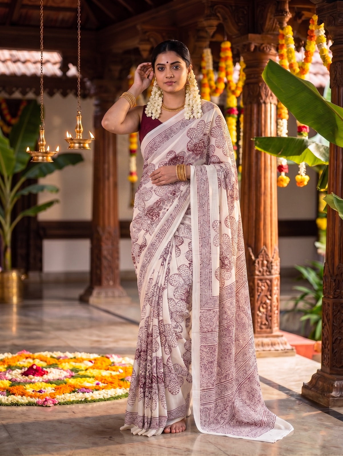 Premium Floral Cotton Saree