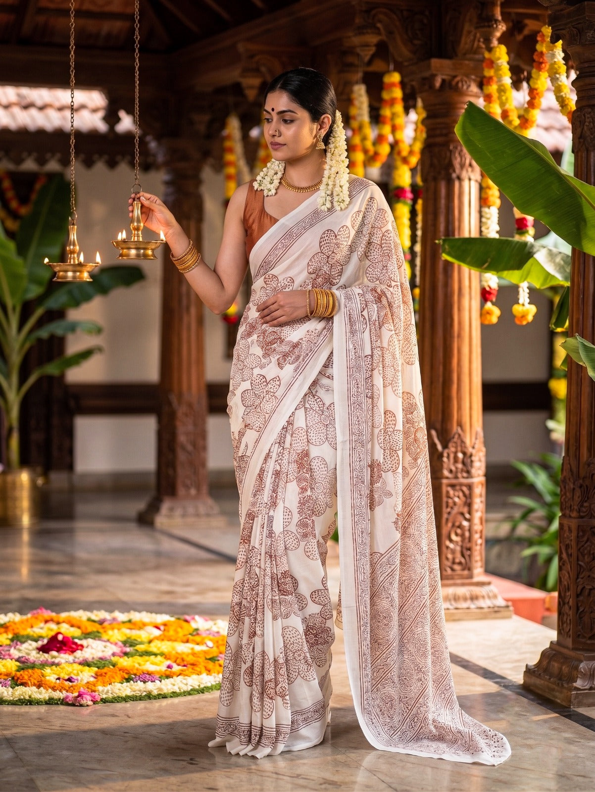 Premium Floral Cotton Saree