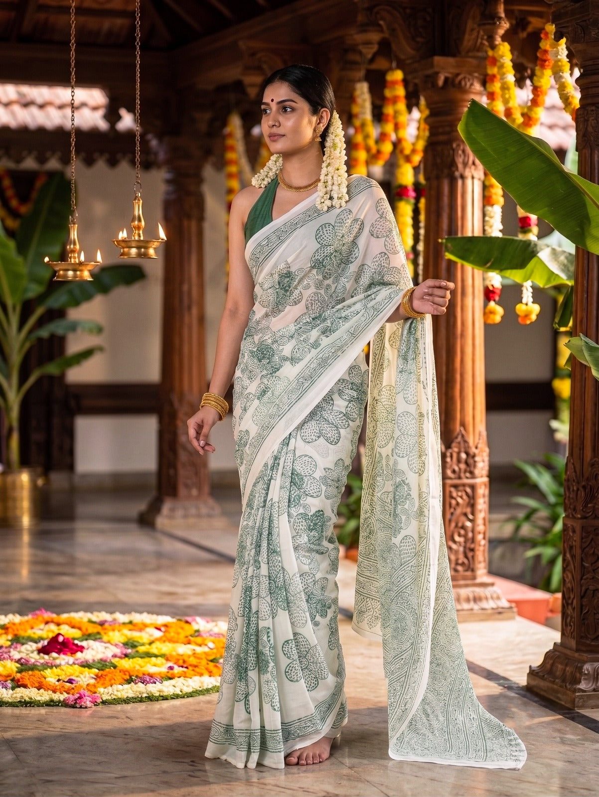 Premium Floral Cotton Saree