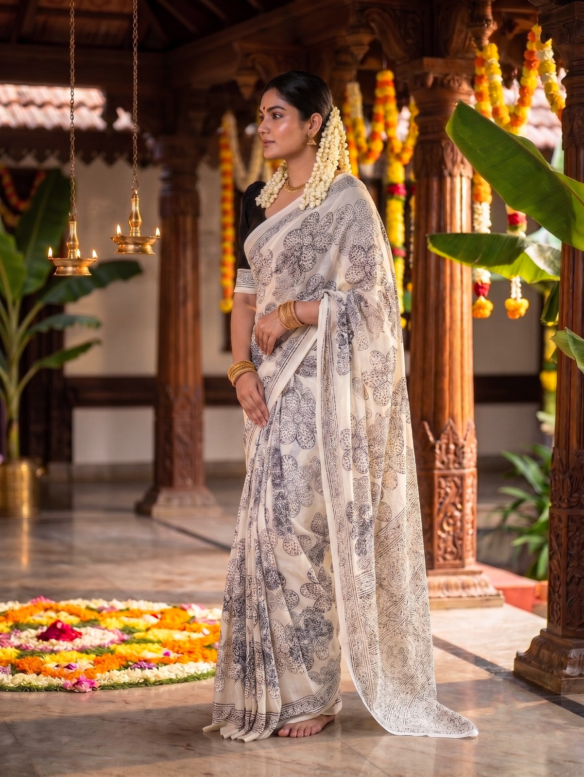 Premium Floral Cotton Saree