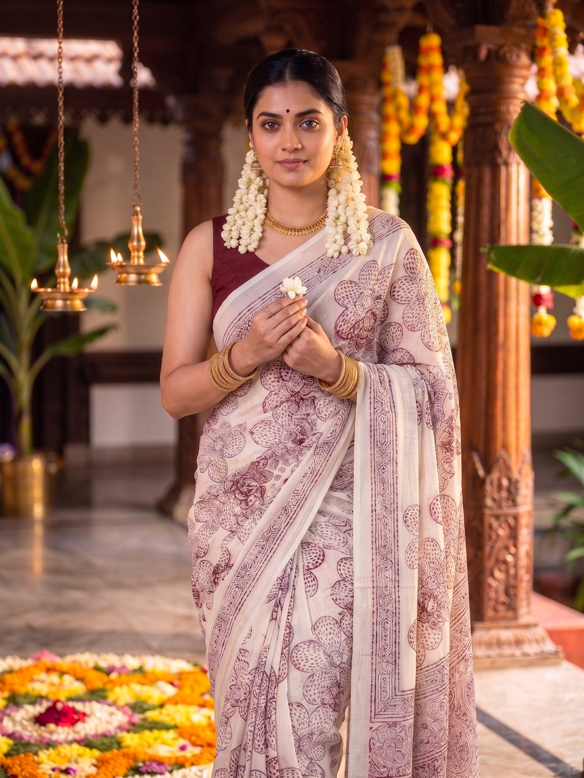 Premium Floral Cotton Saree