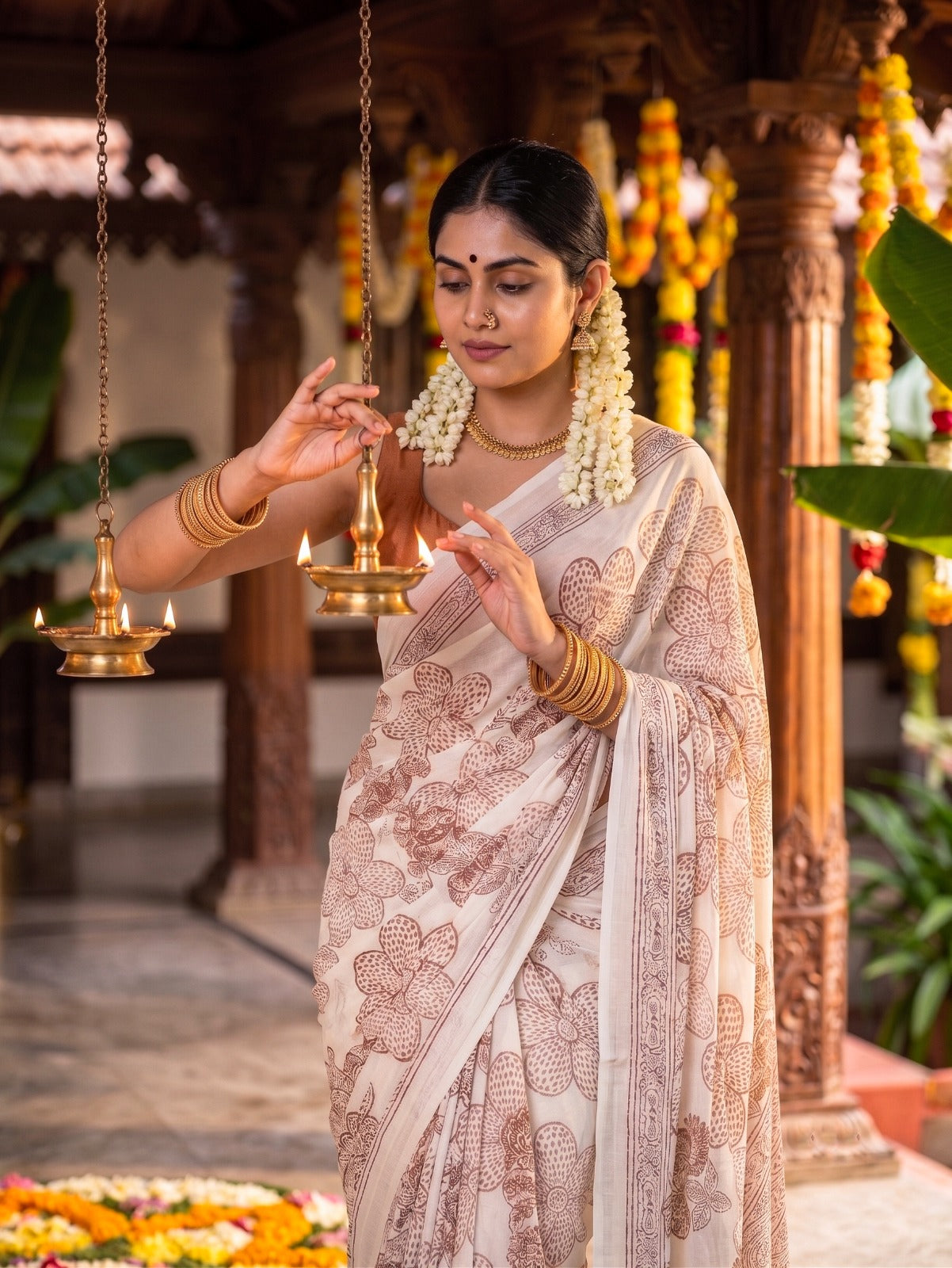Premium Floral Cotton Saree