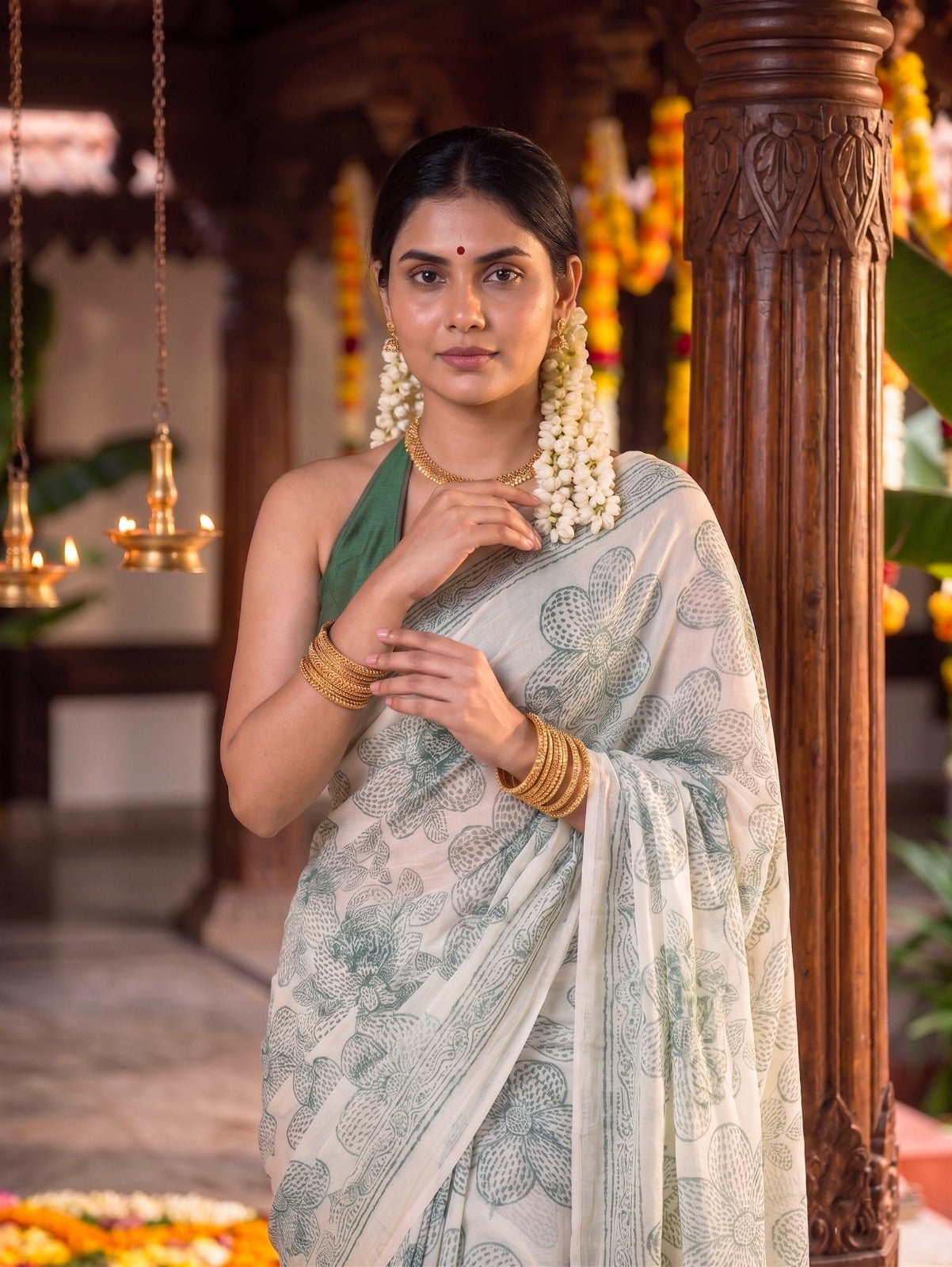 Premium Floral Cotton Saree