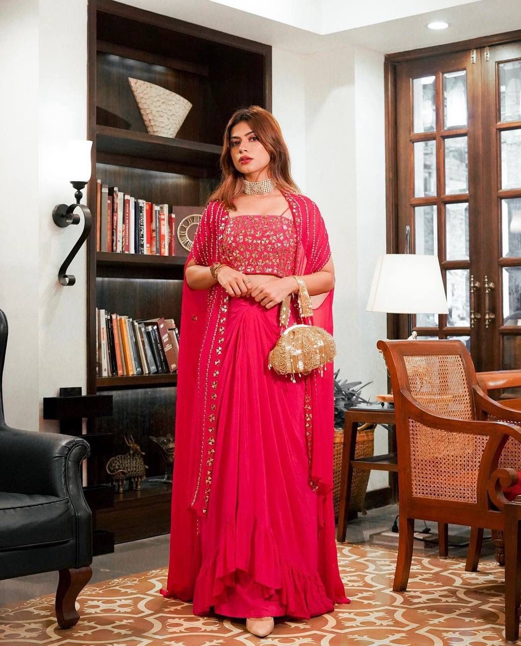 Radiant Georgette Skirt & Koti Ensemble
