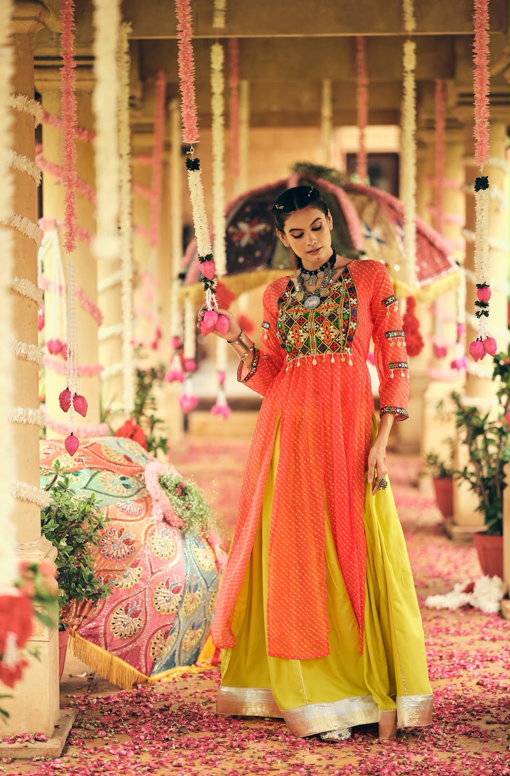 Vibrant Heritage Georgette & Rayon Ensemble