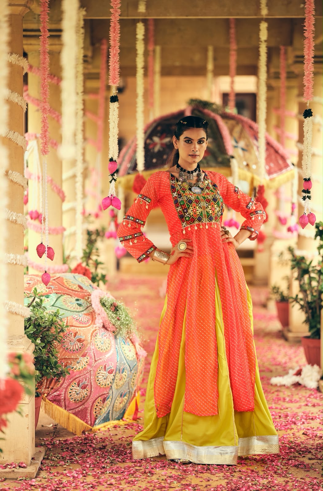 Vibrant Heritage Georgette & Rayon Ensemble