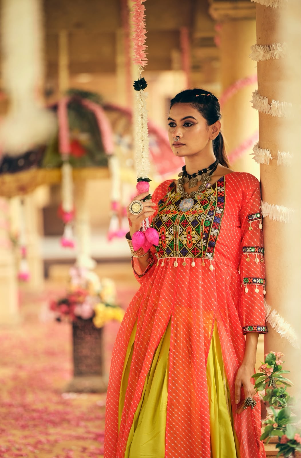 Vibrant Heritage Georgette & Rayon Ensemble