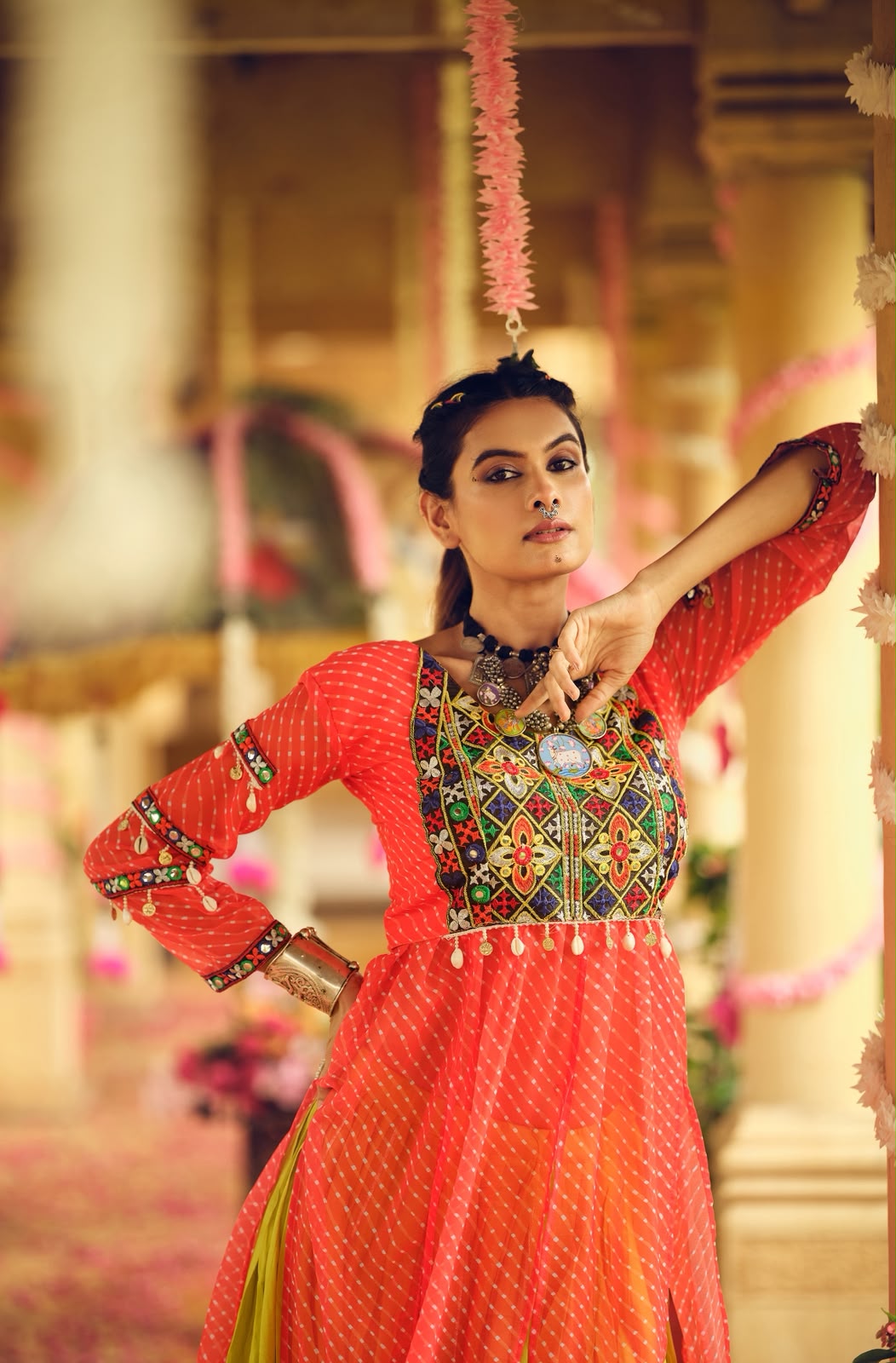 Vibrant Heritage Georgette & Rayon Ensemble