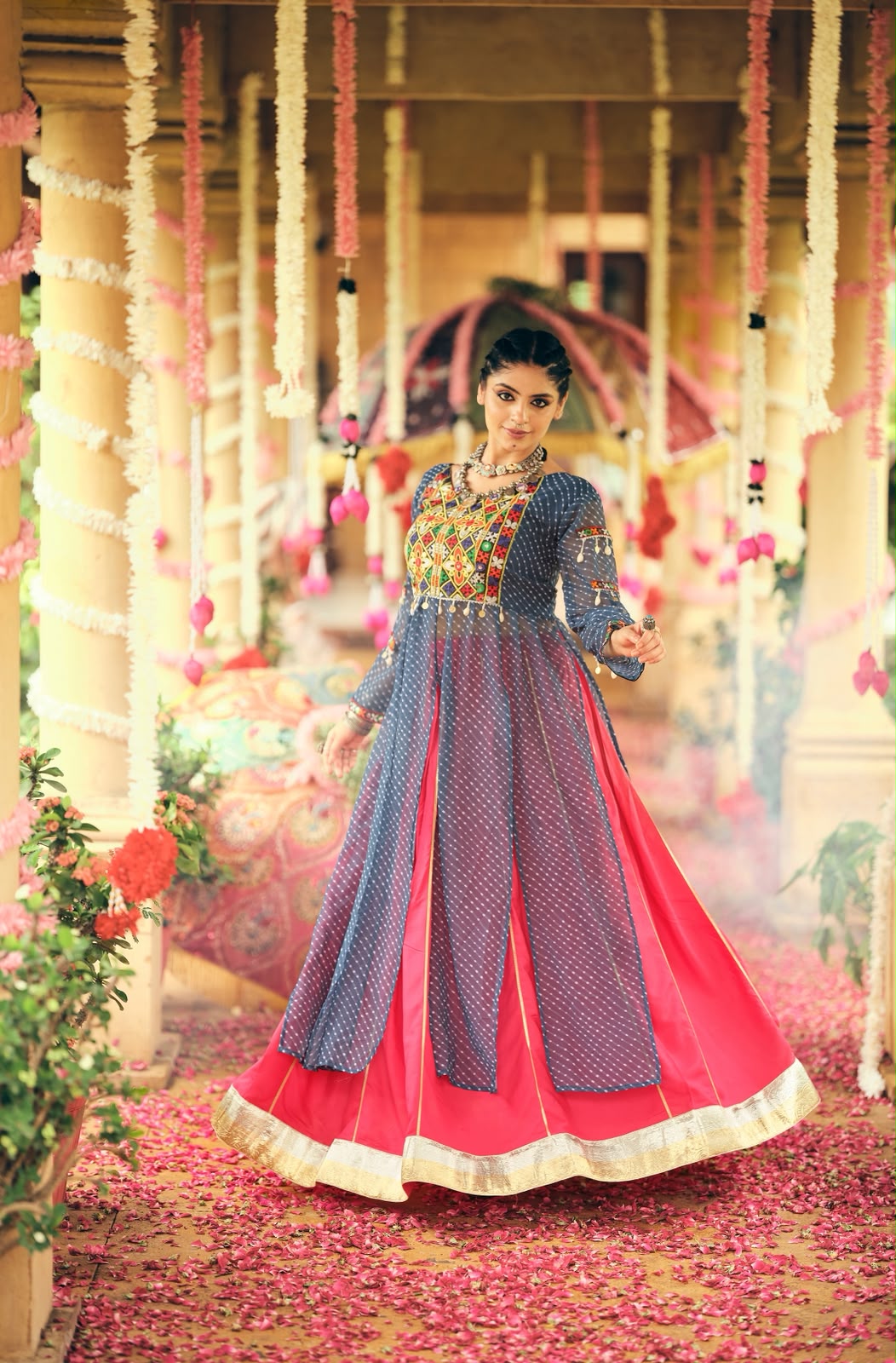 Vibrant Heritage Georgette & Rayon Ensemble