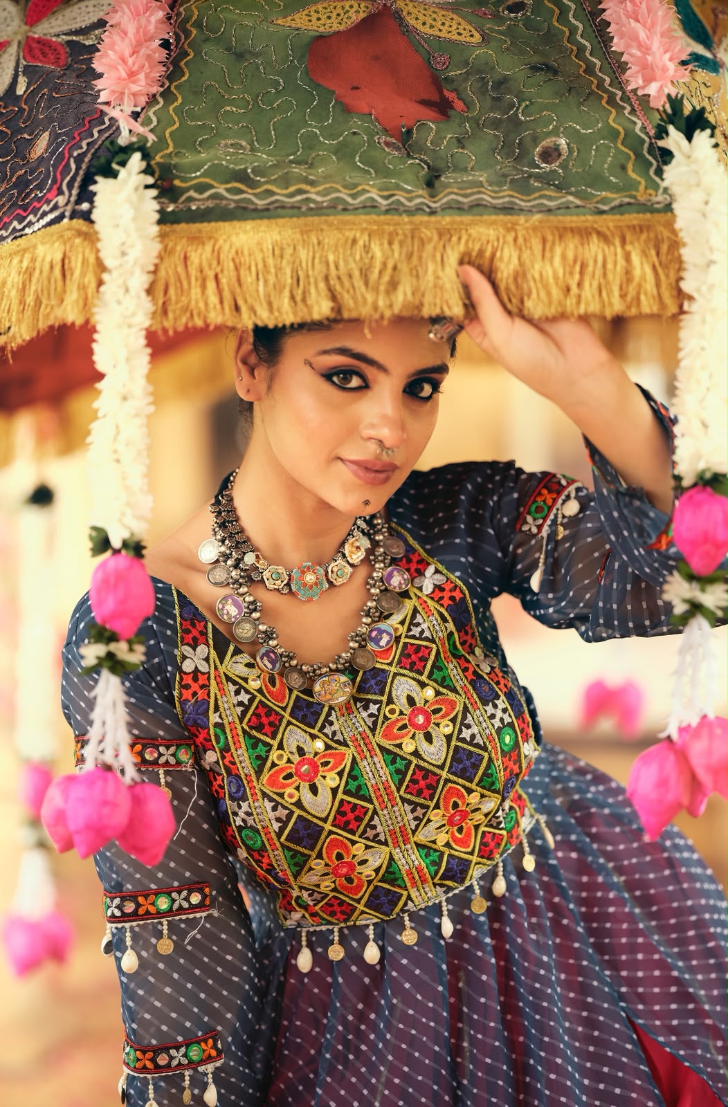 Vibrant Heritage Georgette & Rayon Ensemble