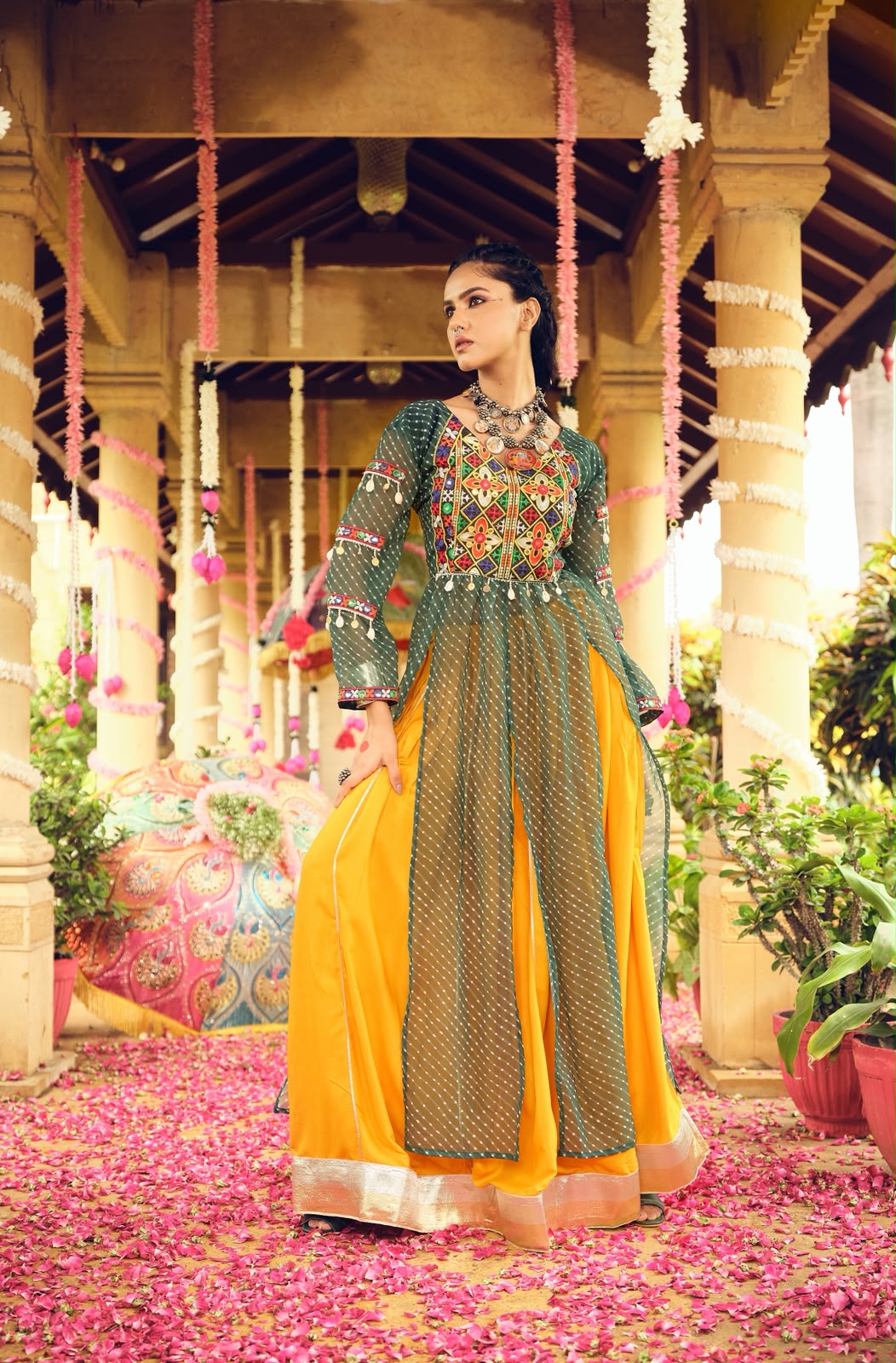 Vibrant Heritage Georgette & Rayon Ensemble