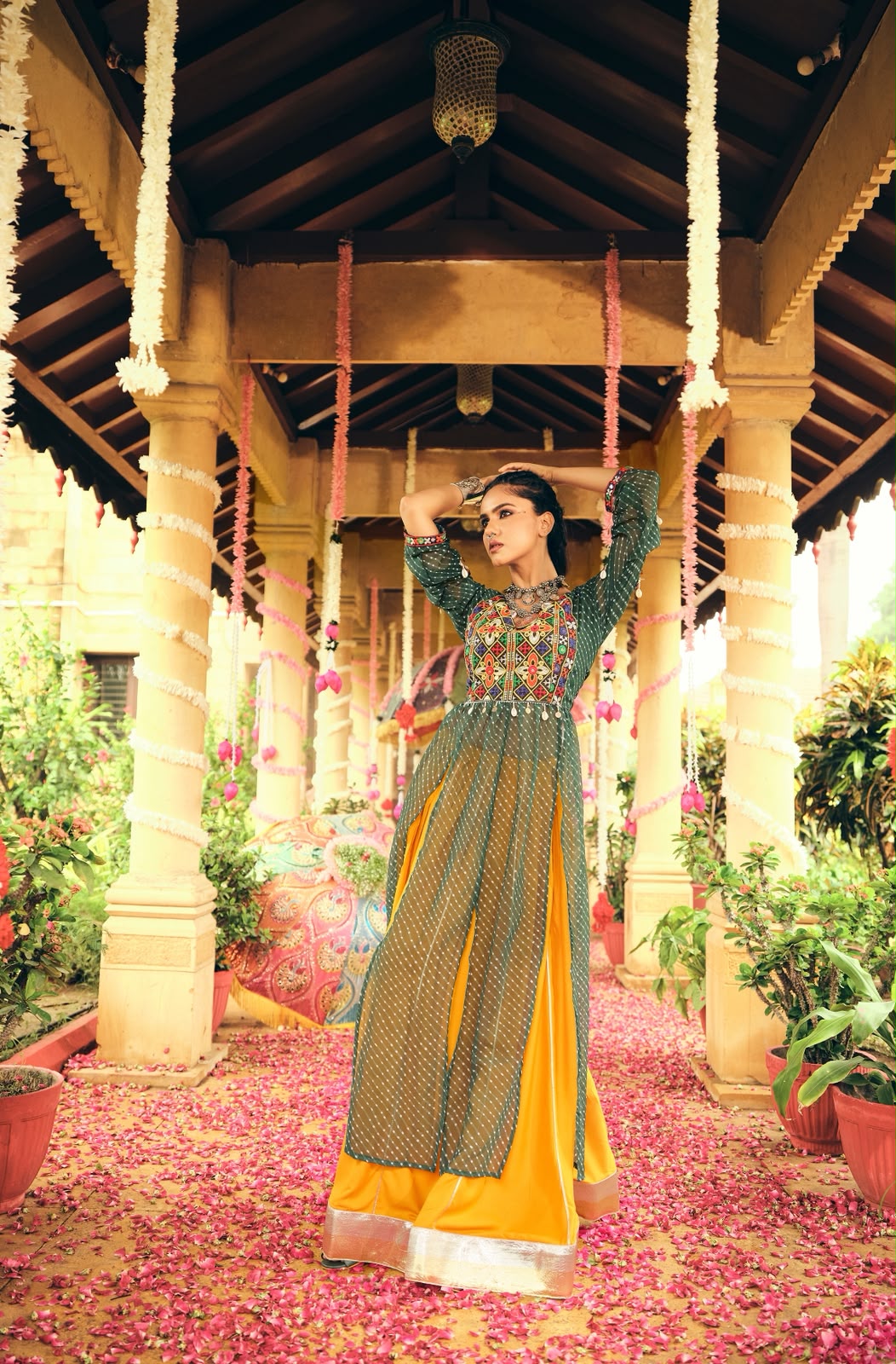 Vibrant Heritage Georgette & Rayon Ensemble