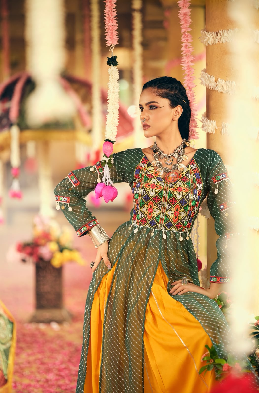 Vibrant Heritage Georgette & Rayon Ensemble
