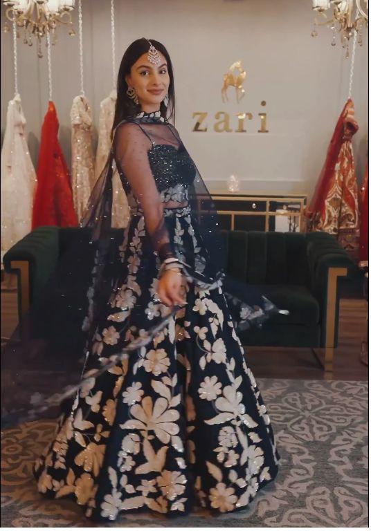 Royal Blossom Sequins Embroidered Lehenga Set