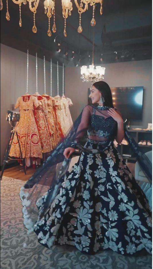 Royal Blossom Sequins Embroidered Lehenga Set