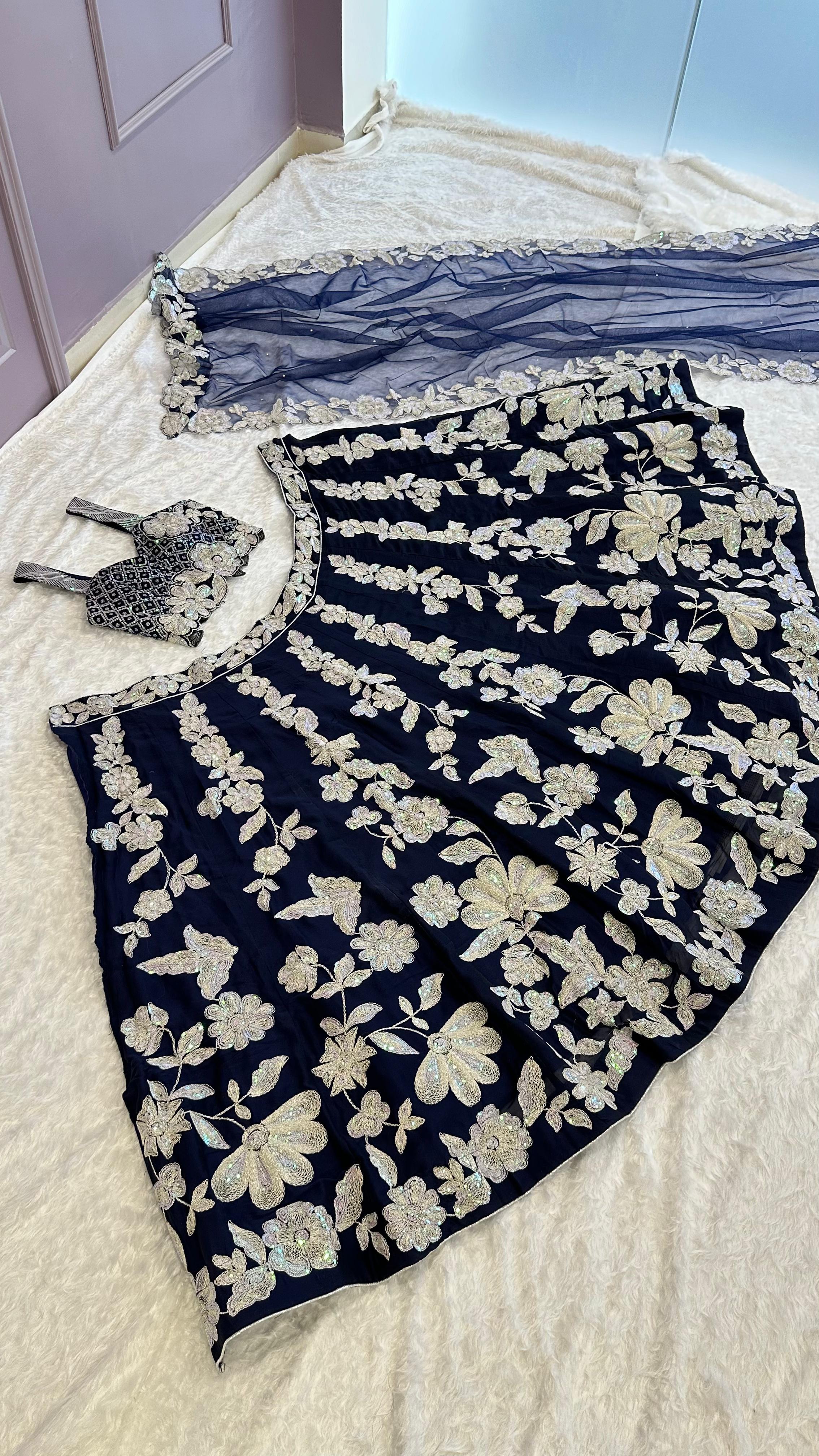 Royal Blossom Sequins Embroidered Lehenga Set
