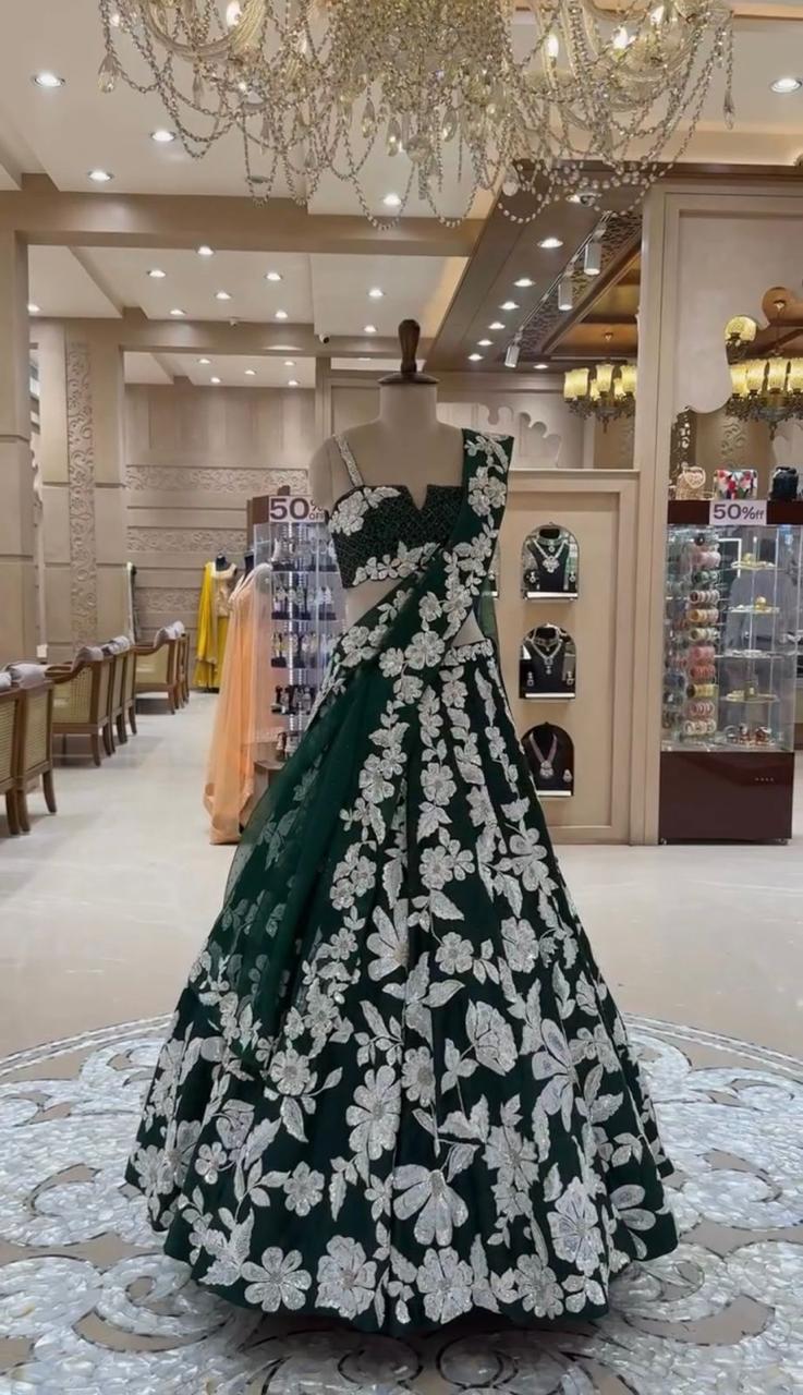 Royal Blossom Sequins Embroidered Lehenga Set