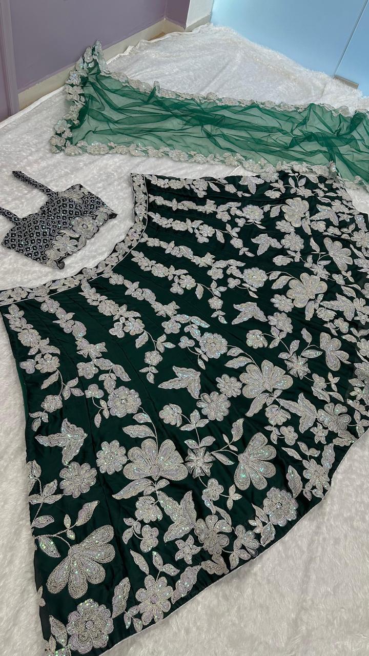 Royal Blossom Sequins Embroidered Lehenga Set