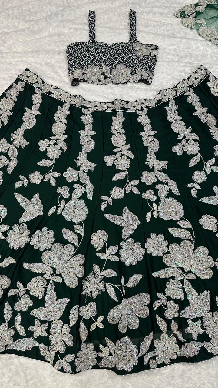 Royal Blossom Sequins Embroidered Lehenga Set
