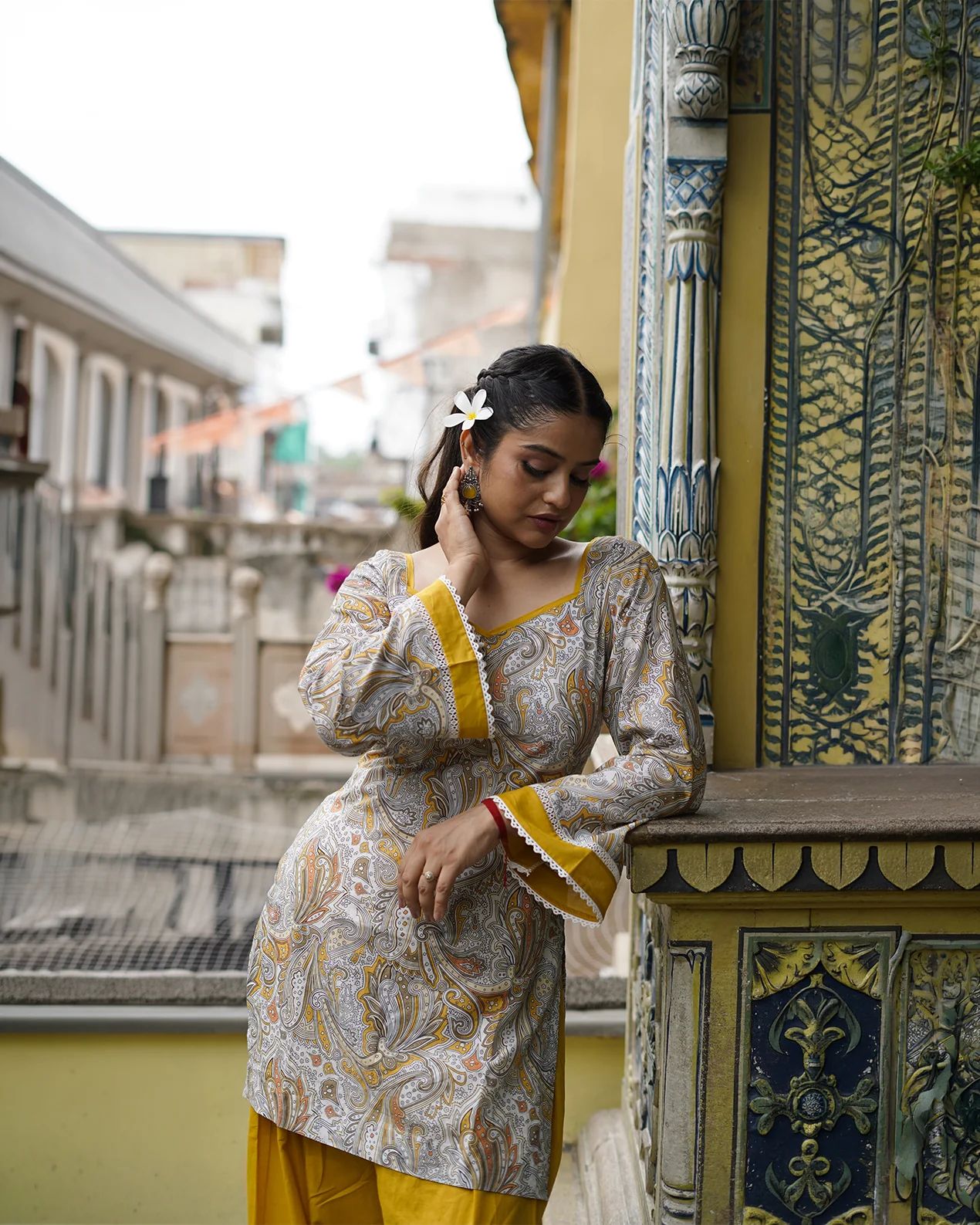 Mustard Paisley Farshi Suit Set
