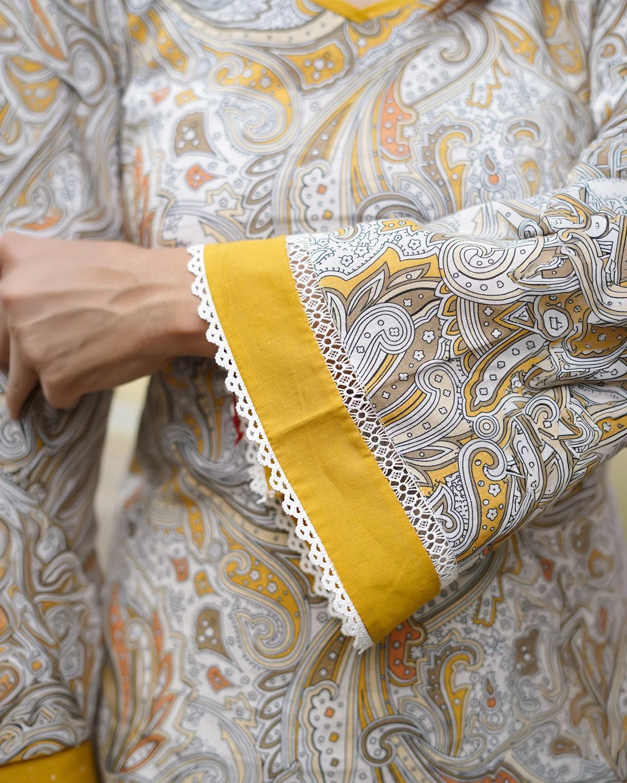 Mustard Paisley Farshi Suit Set