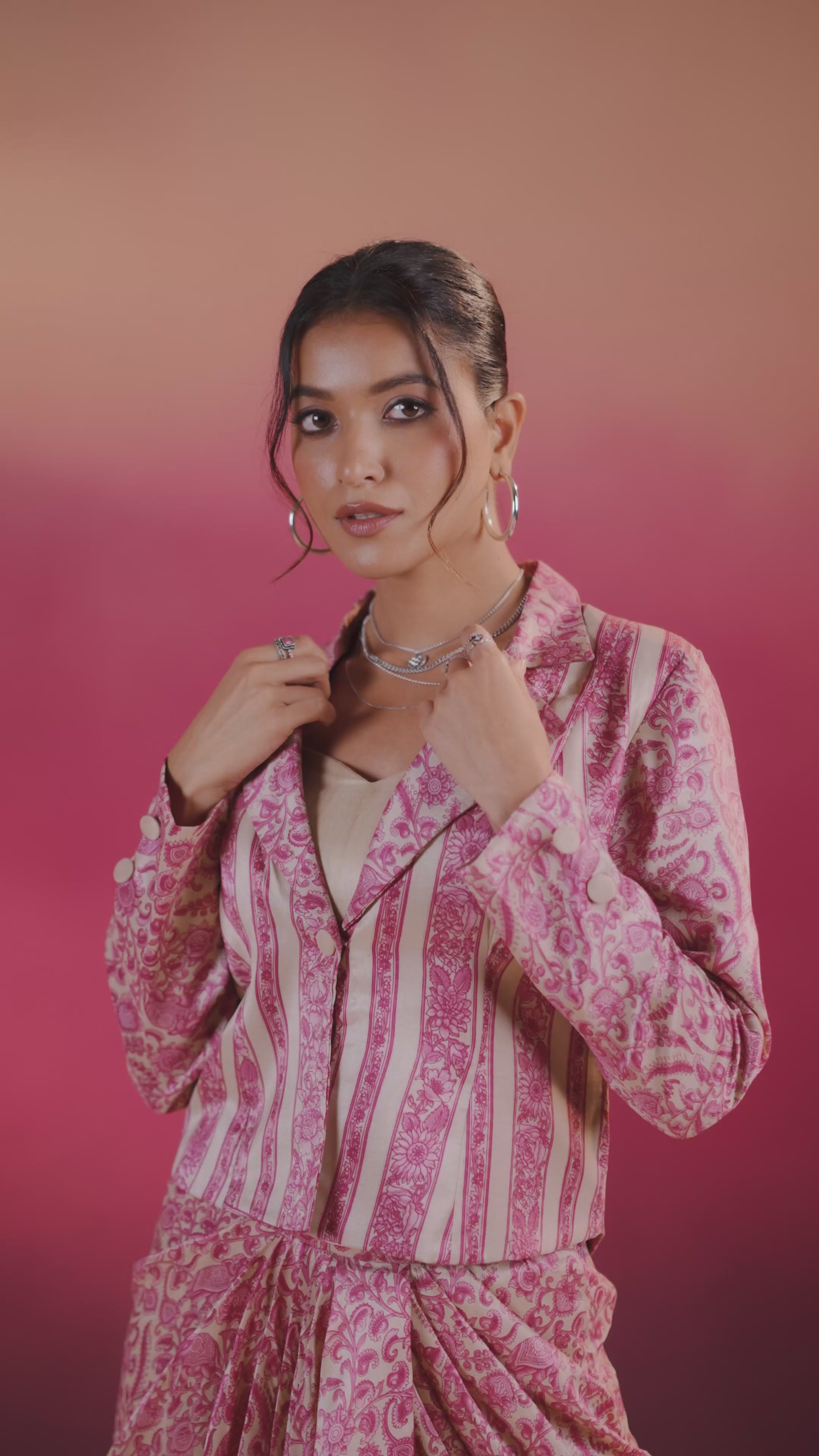 Indo-western drape co-ord set with jacket