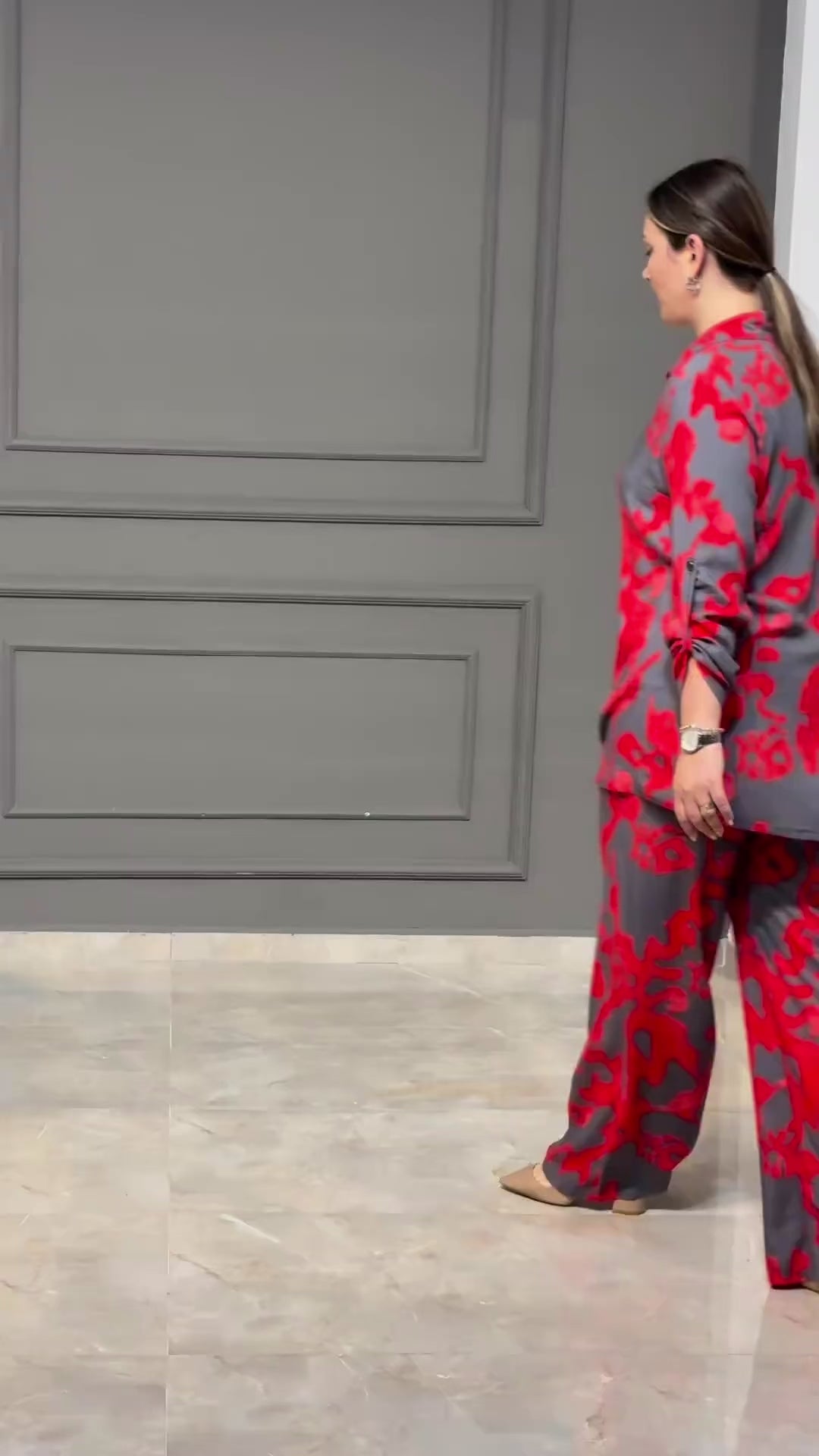Red Pattern Co-ord Set