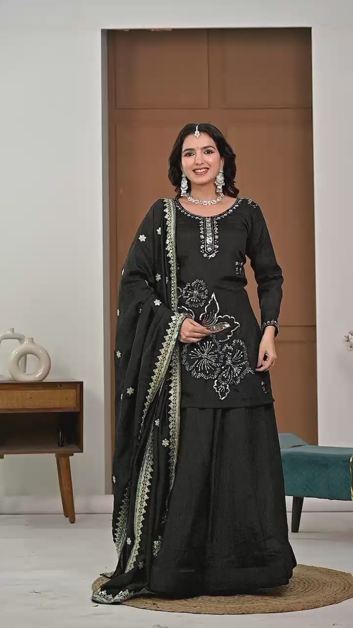 Meera Hand Work & Embroidered Sharara Palazzo Suite