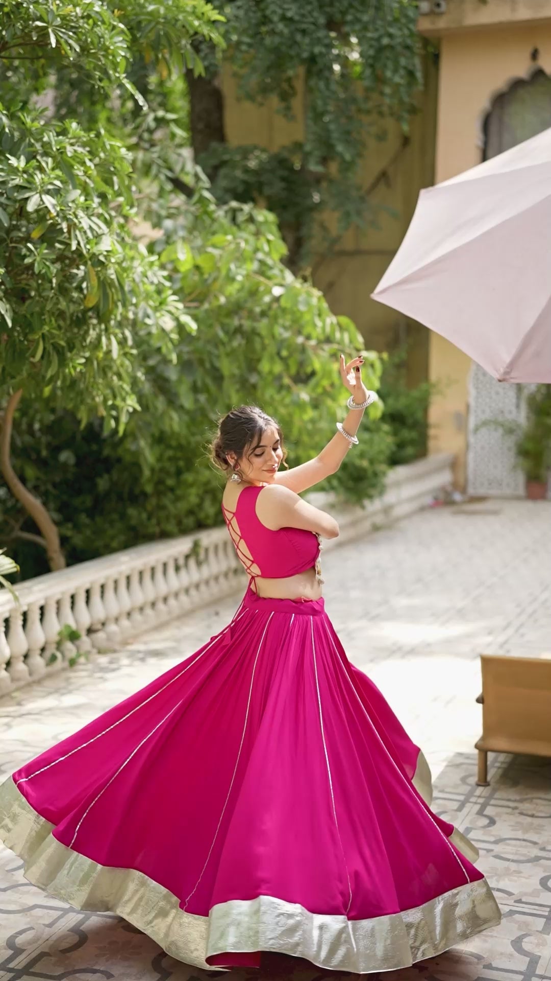 Pink Gamthi Work Lehenga Choli