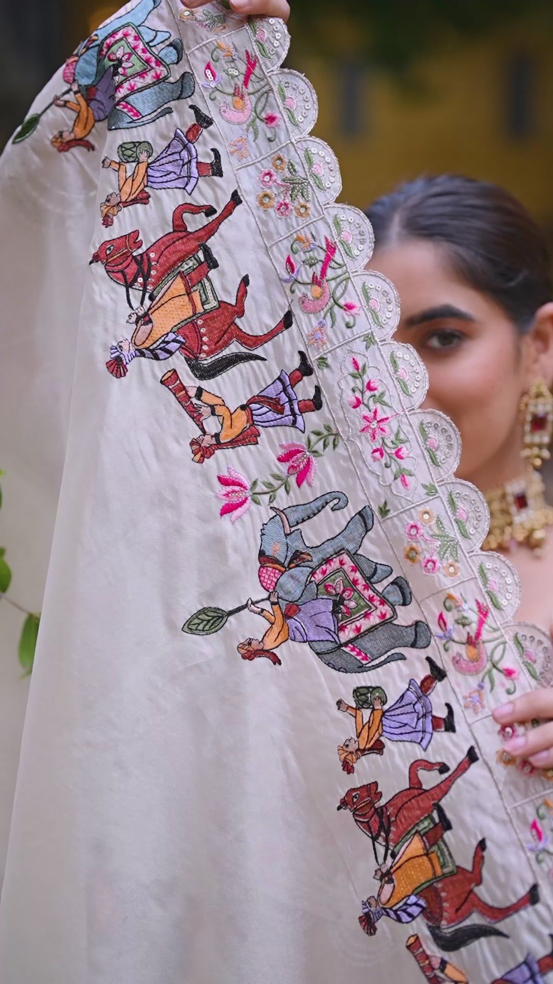 Raspberry Royale – Off White Lehenga Set