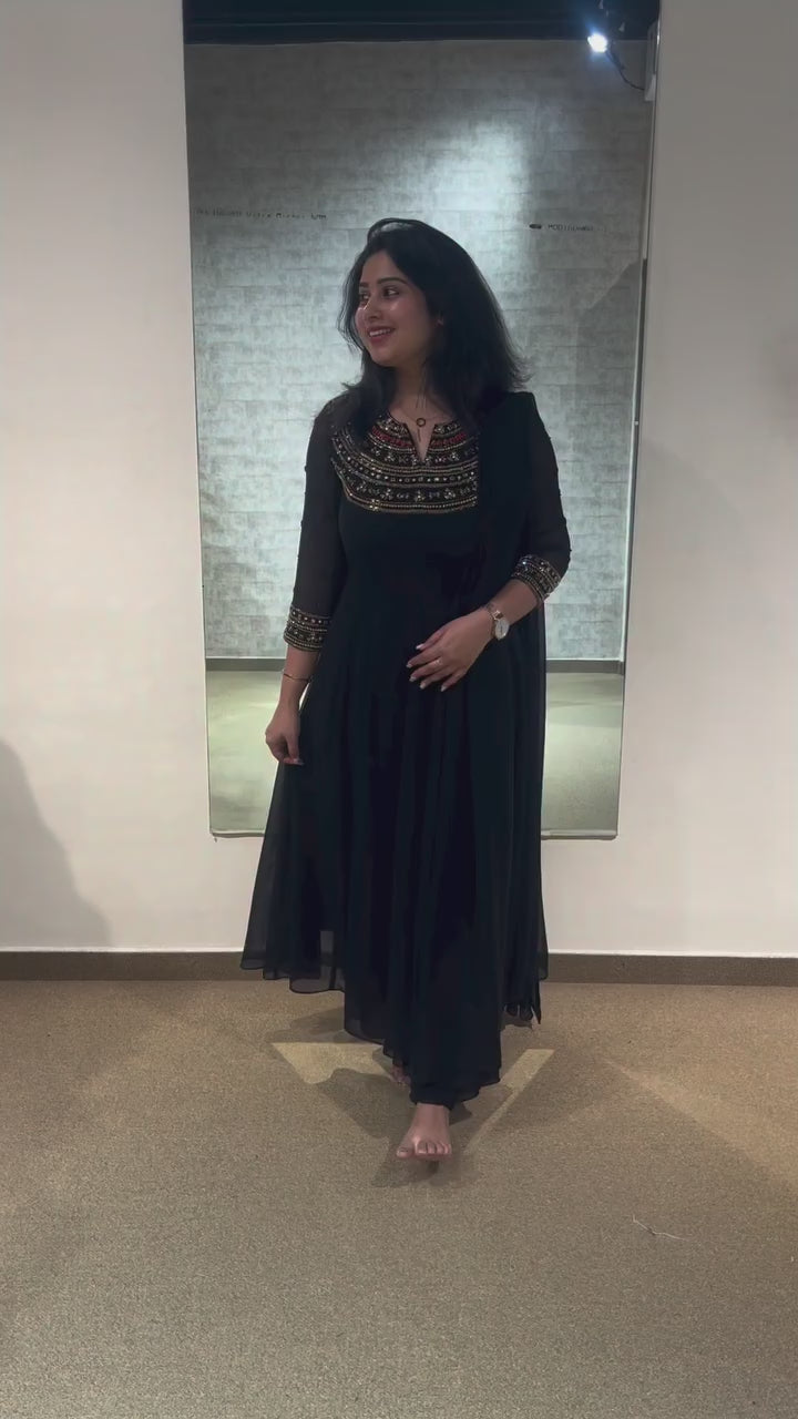 Black Handwork Anarkali