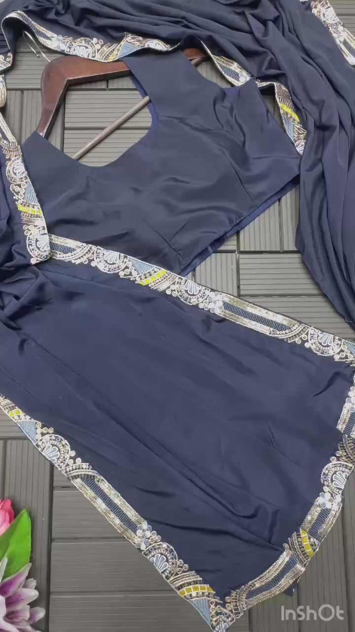Aanya Heavy Crepe Saree Set