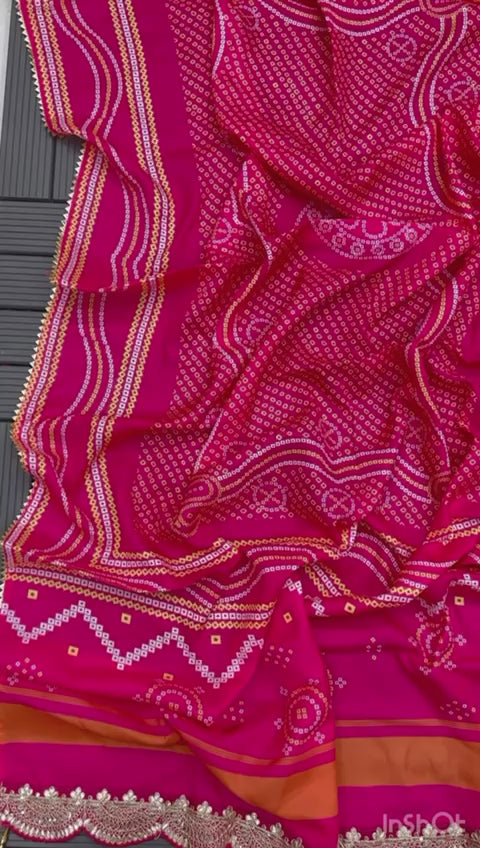 Radiant Fuschia Bandhani-Style Lehenga Set
