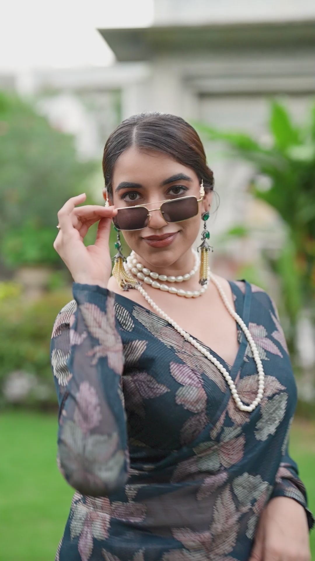 Floral Lurex Brasso saree