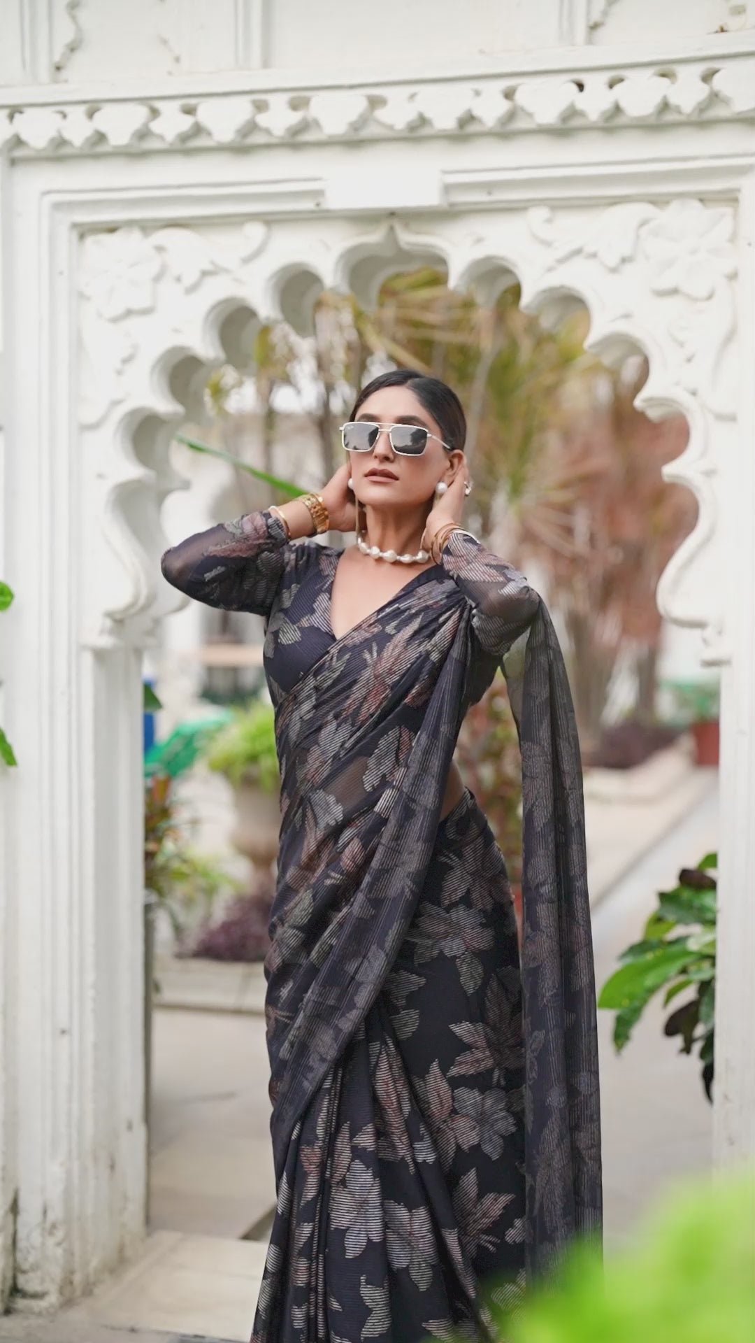 Floral Lurex Brasso saree