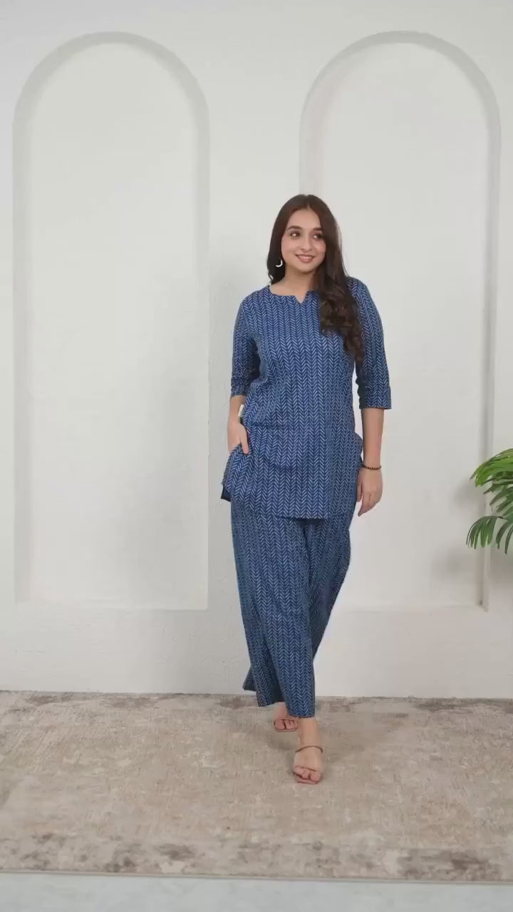 Indigo Print Cotton Co-ord Set