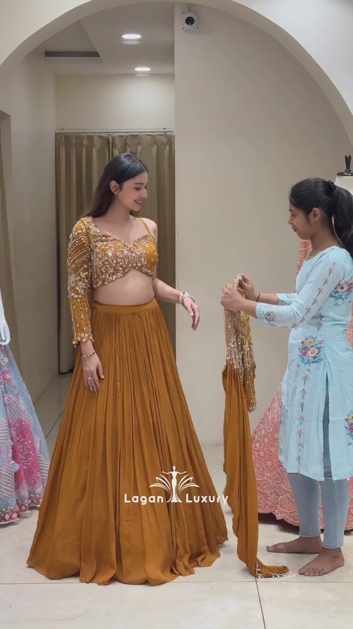 Royal Mustard Embroidered Lehenga Set
